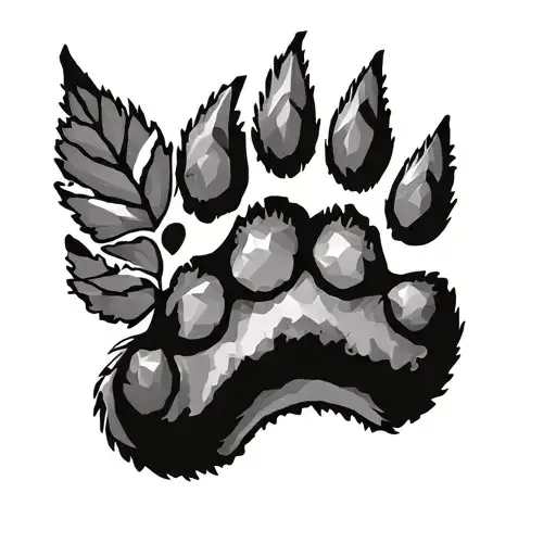 truffle and dog paw with geometry tattoo design idea