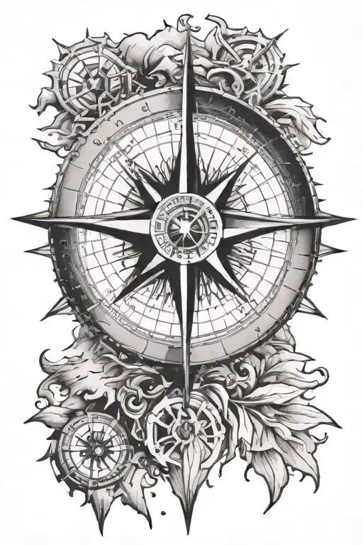 Antarctica compass rose tattoo tattoo design idea