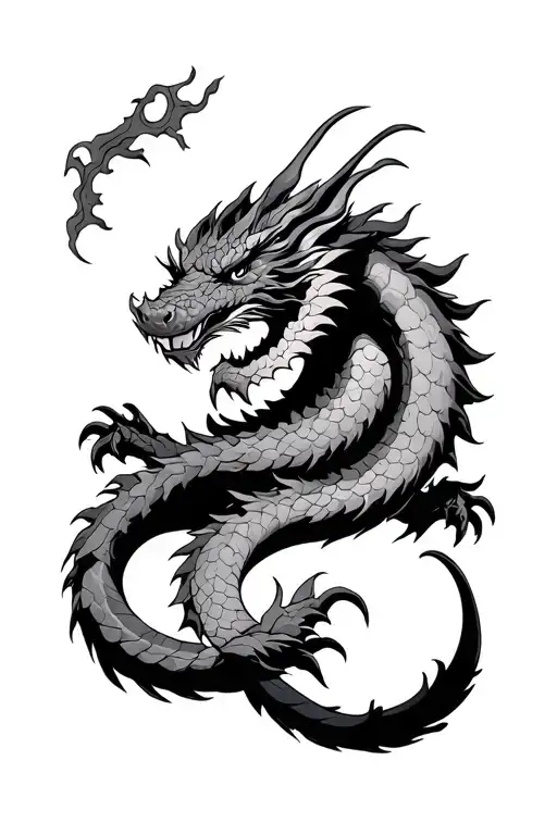 rock Lee dragon wrapped tattoo design idea