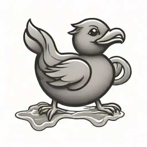 Simplist rubber ducky toy house symbol in the style of game of thrones tattoo design idea