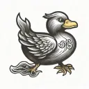 Simplist rubber ducky toy house symbol in the style of game of thrones tattoo design idea