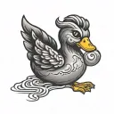 Simplist rubber ducky toy house symbol in the style of game of thrones tattoo design idea