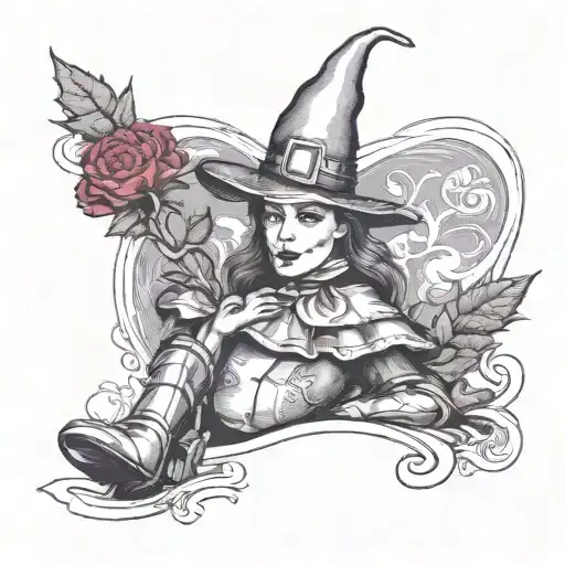 wizard of oz glenda in wicked hat tattoo design idea