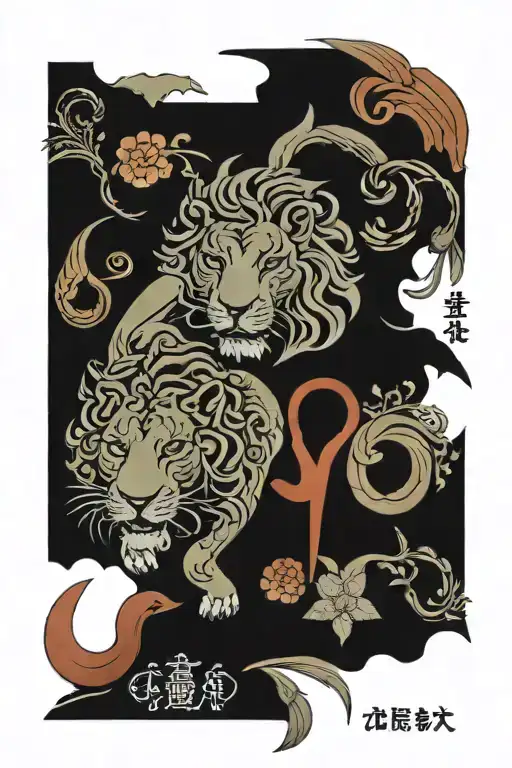 ACUARUIS libra And Leo zodiac sign tattoo design idea