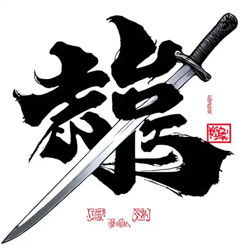 tensai kanji with a sword tattoo design idea