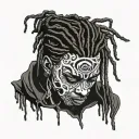 emo,depression,anxiety,darkness,introvert,alone,lonely,suicidal,gothic,sad,african american male,dreadhead, no face tattoo design idea