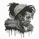 emo,depression,anxiety,darkness,introvert,alone,lonely,suicidal,gothic,sad,african american male,dreadhead, no face tattoo design idea