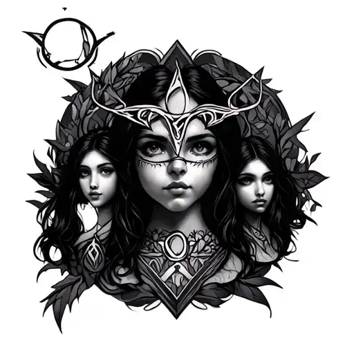 In memory of my daughter Kaylee and incorporating my daughters Cassandra and Ashley with protection symbols tattoo design idea