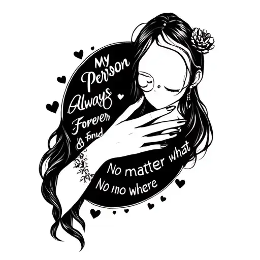 a girly best friend hand tattoo including my person always and forever no matter what no matter where tattoo design idea