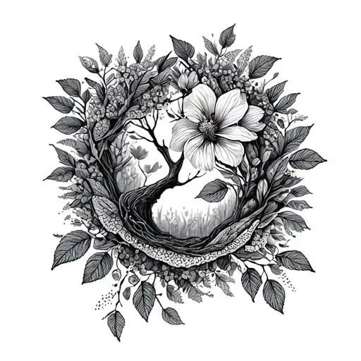 1991 new life and nature  tattoo design idea