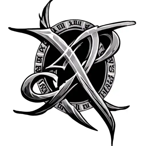 Roman numerals intertwined with infity simbol numbers 2000 and 2003 tattoo design idea