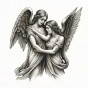 two faceless angels tattoo design idea