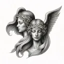 two faceless angels tattoo design idea