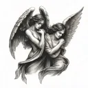 two faceless angels tattoo design idea