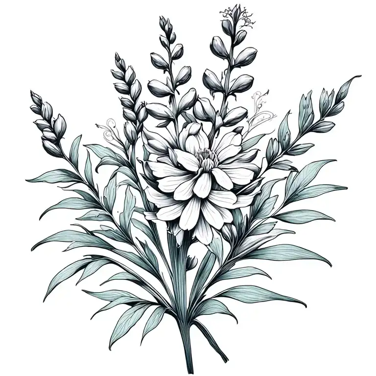 lupine flower with long stem tattoo design idea