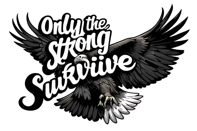 "Only the strong survive" eagle soaring tattoo design idea