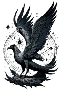 Aquarius constellation with pheonix rising tattoo design idea
