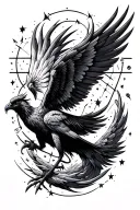 Aquarius constellation with pheonix rising tattoo design idea
