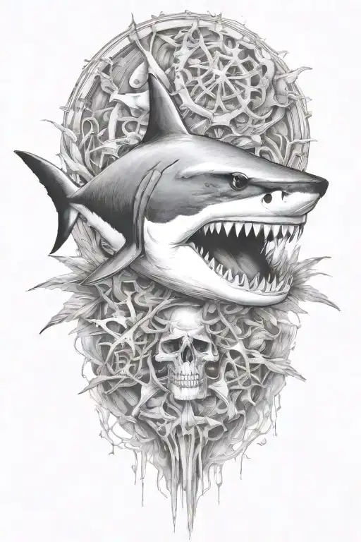 shark skeleton tattoo design idea