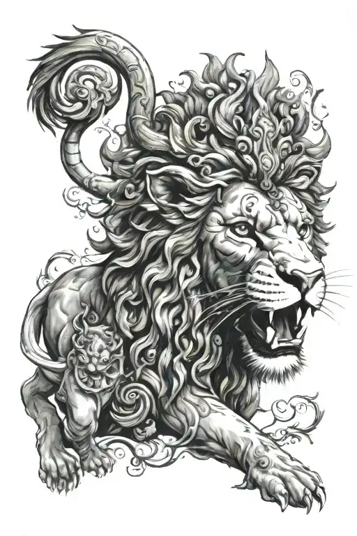 durga ma with lion roaring tattoo design idea
