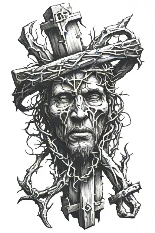 Only Crown of thorns + crucifixion nails tattoo design idea