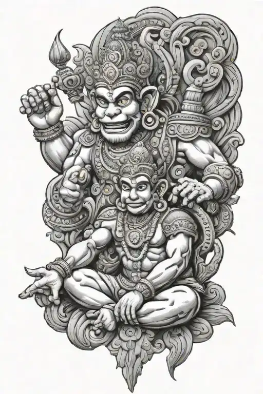 Cambodian Hanuman and Cambodian apsara tattoo design idea