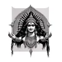 indian god and gothic arch tattoo design idea