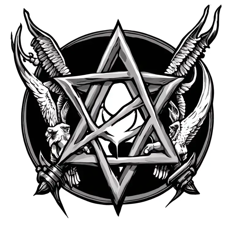 gangster disciples pitchfork star of david tattoo design idea
