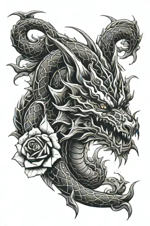 Yu-Gi-Oh Black Rose Dragon tattoo design idea