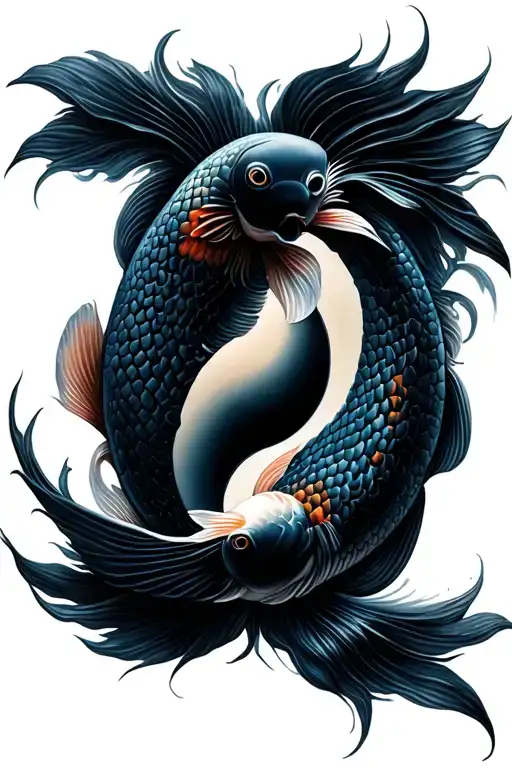 yin yang avatar koi fish swimming tattoo design idea