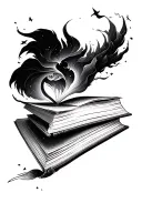 open book with dreams escaping the pages tattoo design idea