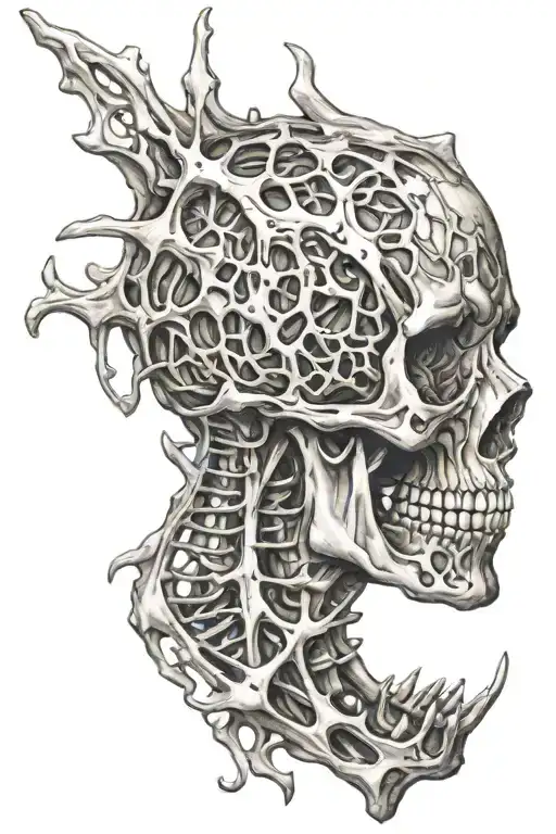 object tearing through skin glass bones tattoo design idea