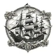 boat 18th century tattoo design idea