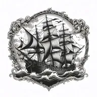 boat 18th century tattoo design idea