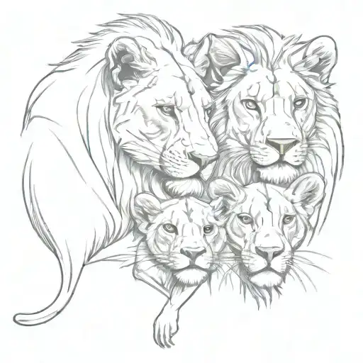 lioness and lion cub with bow tattoo design idea