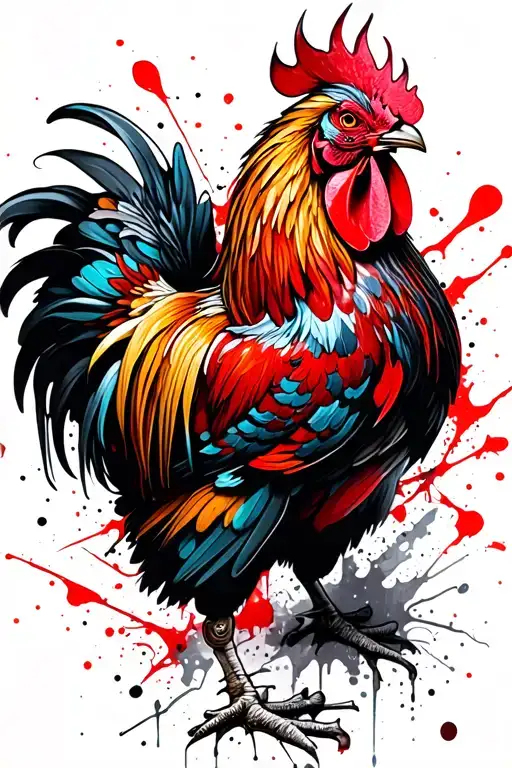 fighting rooster tattoo design idea