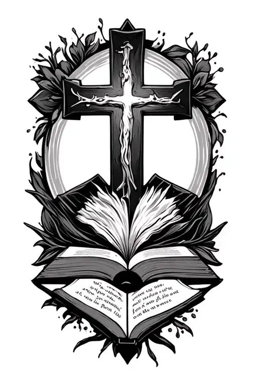 Christian with cross and bible verse tattoo design idea