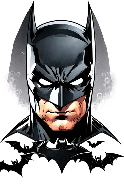 batman logo with sharp lines connecting to smaller bats tattoo design idea