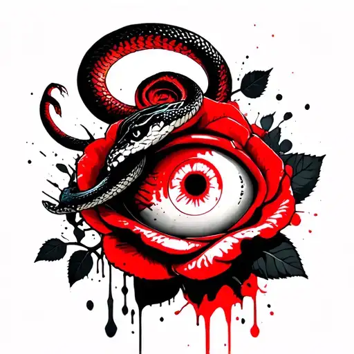 rose and snake with sharingan eye wrapped around the clavicle tattoo design idea