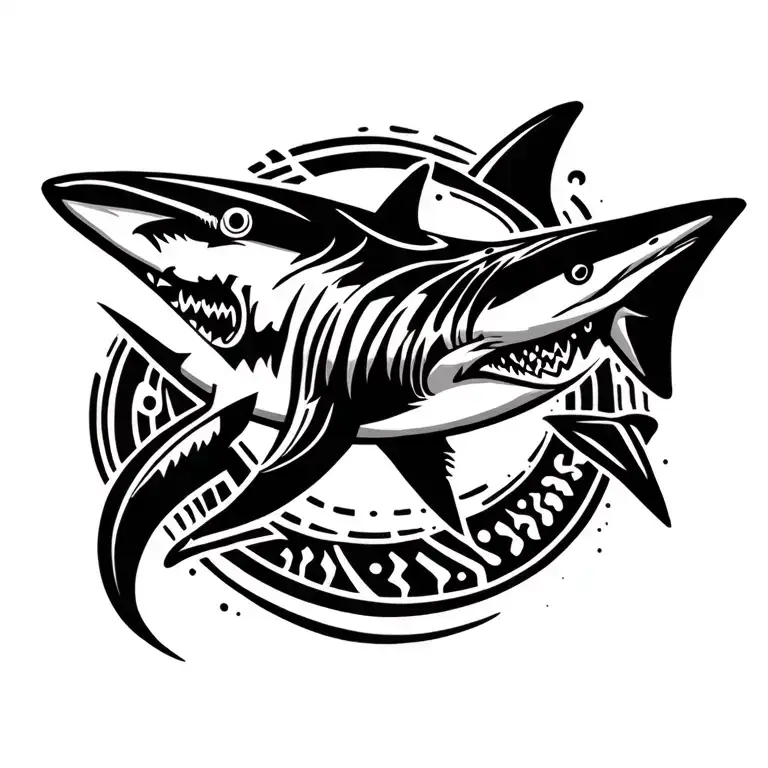 A Mako Shark with tribal style tattoo design idea