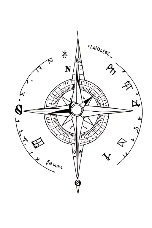 compass with electrical engineering symbols incorporated tattoo design idea