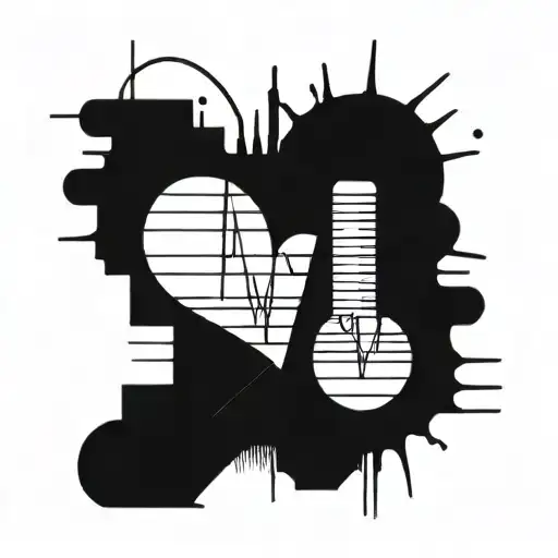 Heart beat and play pause buttons tattoo design idea