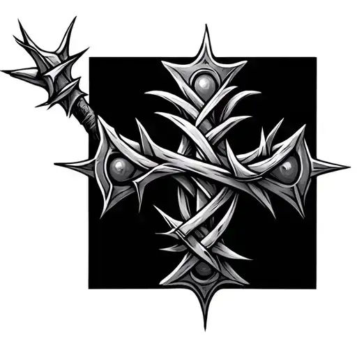 germanic cross with thorns wrapping tattoo design idea