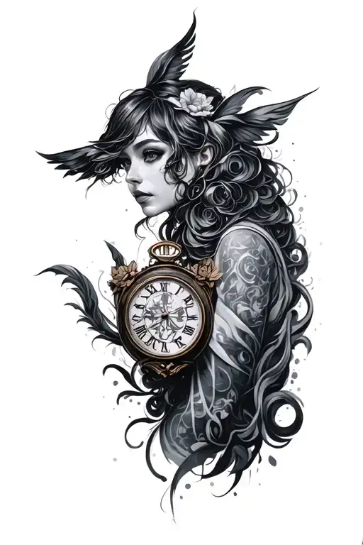 "Noemi 2019 Norbert 2021" Time Machine tattoo design idea