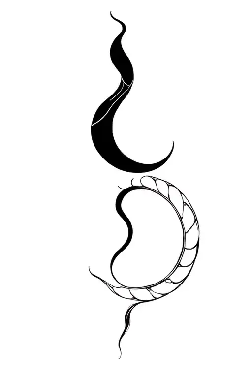 snake moon phases tattoo design idea