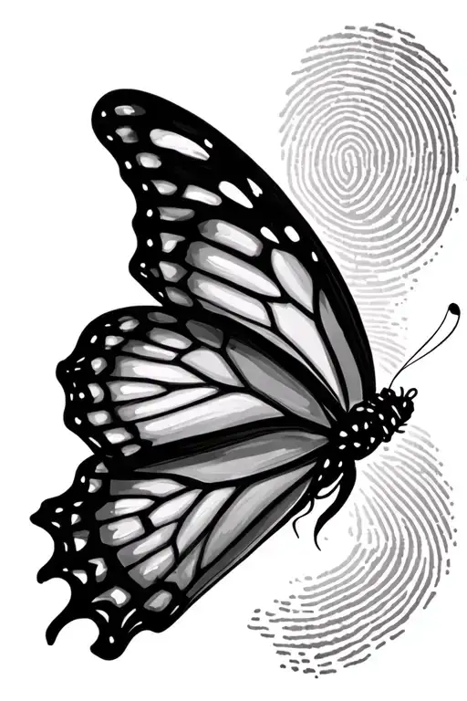 butterfly with fingerprint tattoo design idea