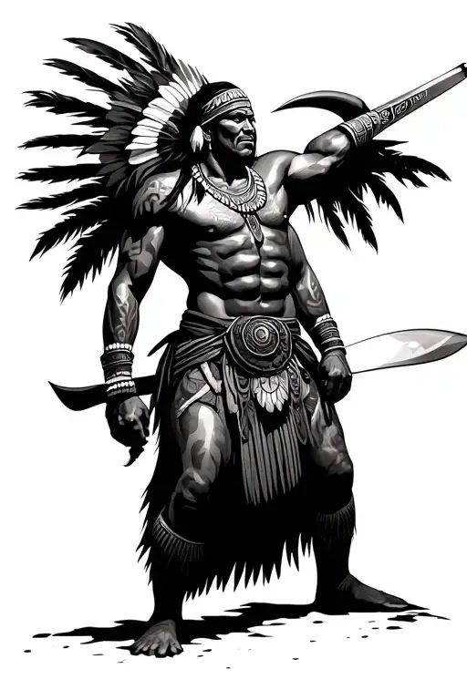 aboriginal warrior with a boomerang tattoo design idea