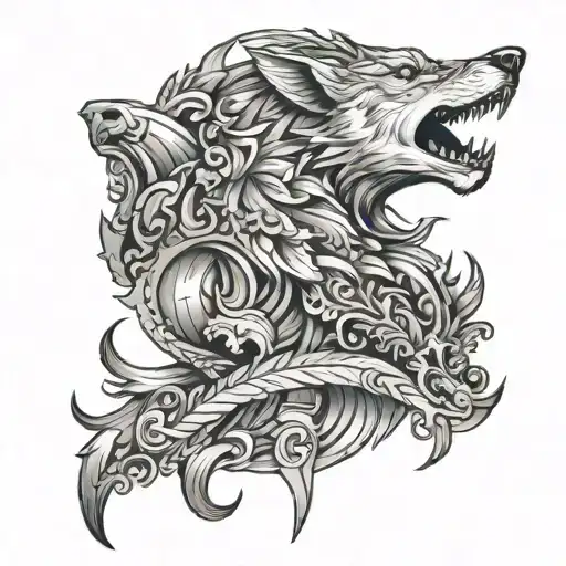 fenrir and jormungander tattoo design idea