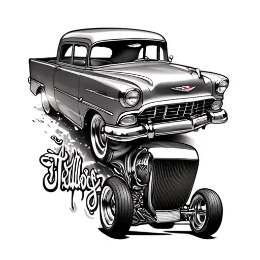 punk rock hot rod 51 chevy styleline deluxe tattoo design idea