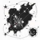 Entangled Constellation Arrangement: The symbol of Sagittarius with the constellations of the other signs (Leo, Taurus tattoo design idea